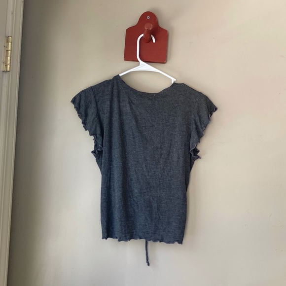 Antistar Grey Cinch Tie Front Crop T-Shirt M - Picture 4 of 6